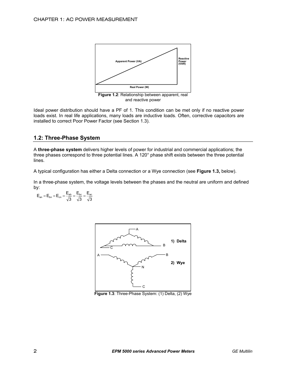 Three phase system, Three-phase system | GE EPM 5200 User Manual | Page 6 / 100