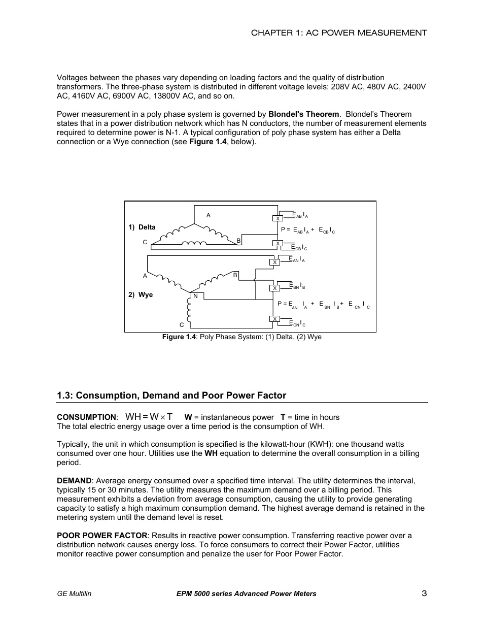 Comsumption, demand, and poor power factor, Consumption, demand and poor power factor, Tw = wh | GE EPM 5200 User Manual | Page 7 / 100