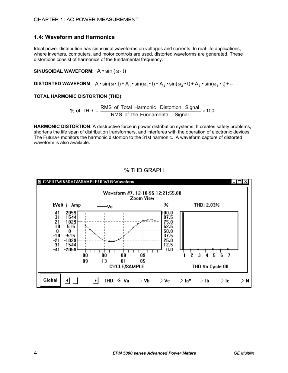 Waveform and harmonics | GE EPM 5200 User Manual | Page 8 / 100