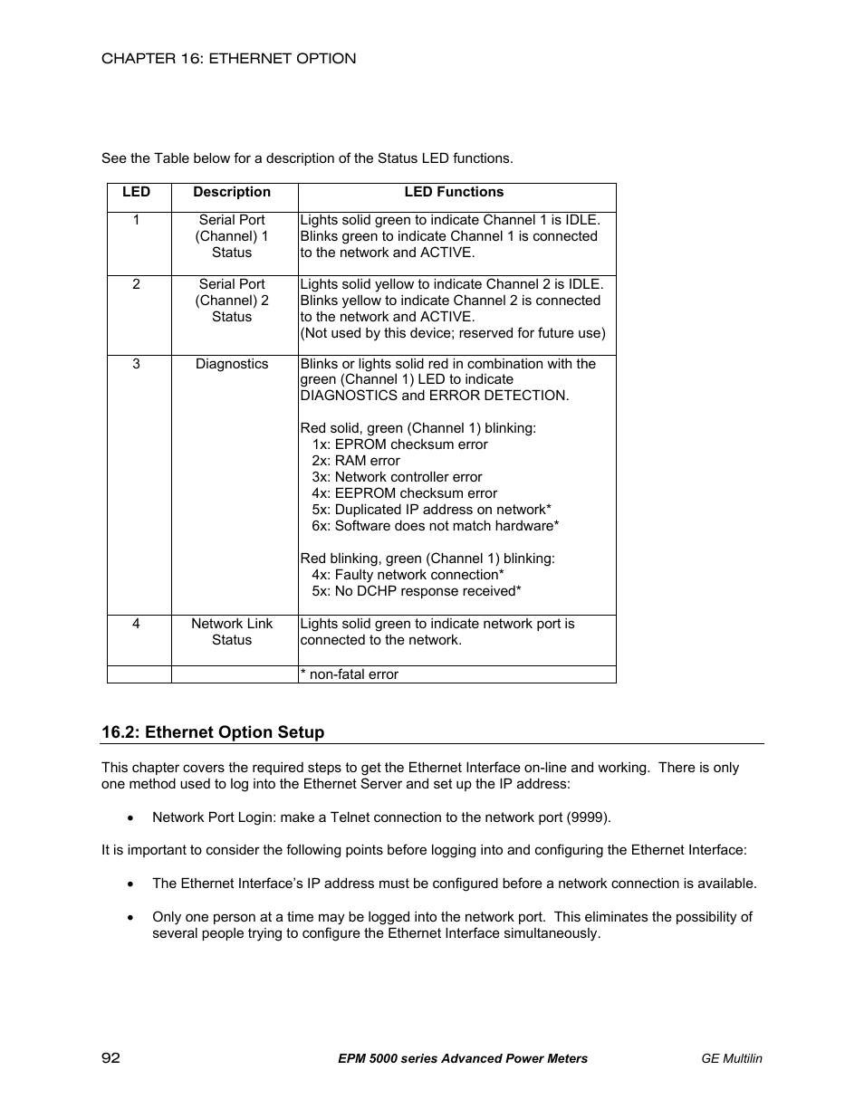 Ethernet option setup | GE EPM 5200 User Manual | Page 96 / 100