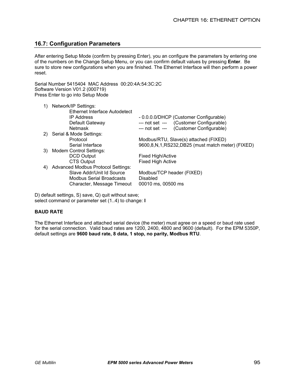 Configuration parameters | GE EPM 5200 User Manual | Page 99 / 100