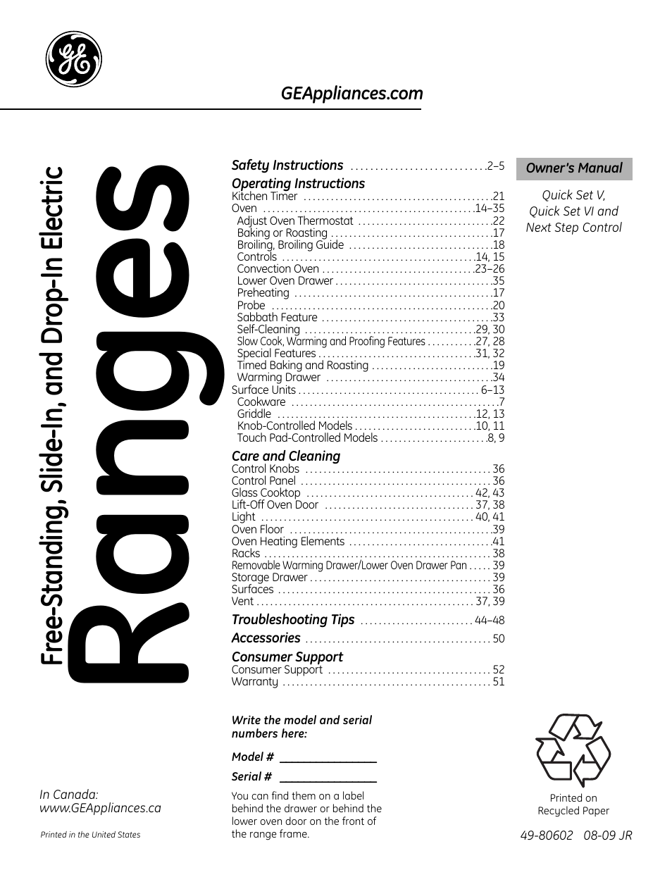 GE 49-80602 User Manual | 104 pages