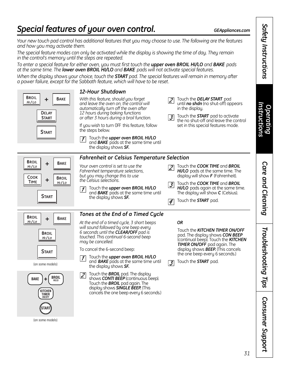 Special features, Special features , 32, Special features of your oven control | GE 49-80602 User Manual | Page 31 / 104