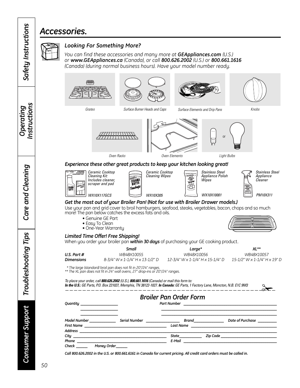 Accessories | GE 49-80602 User Manual | Page 50 / 104