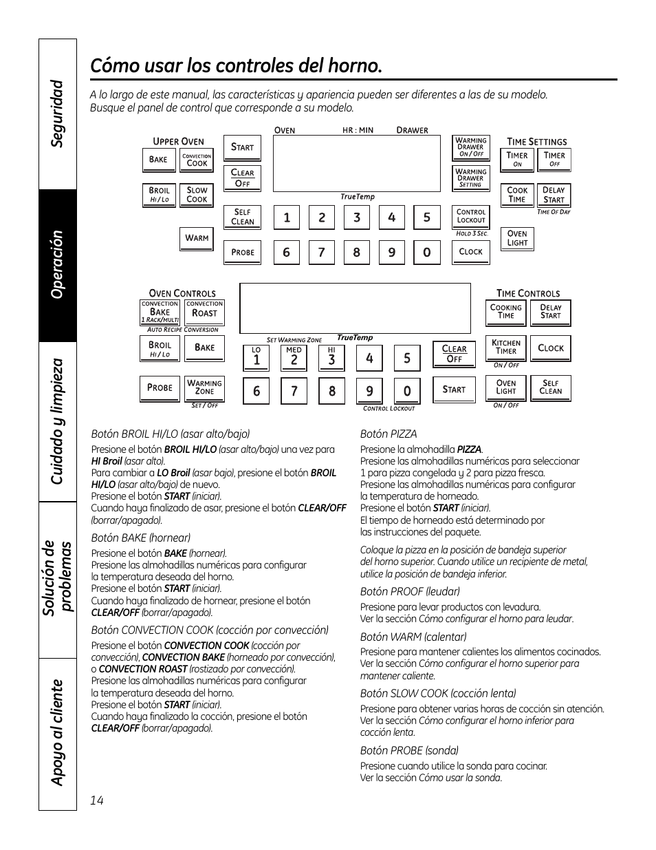 Horno, Controles, Horno –35 | Controles , 15, Cómo usar los controles del horno | GE 49-80602 User Manual | Page 66 / 104