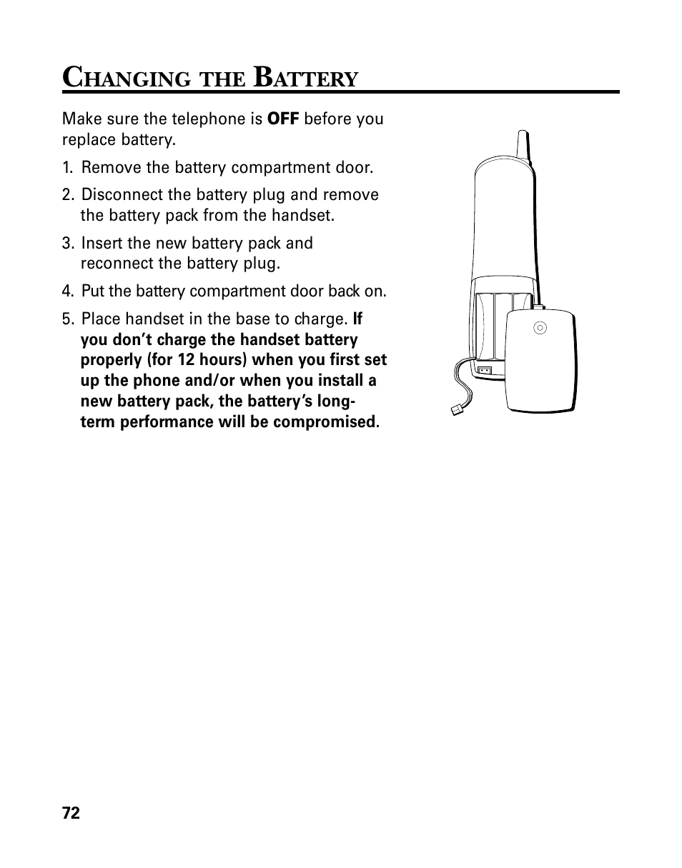Changing the battery, Hanging, Attery | GE 26939 User Manual | Page 72 / 88