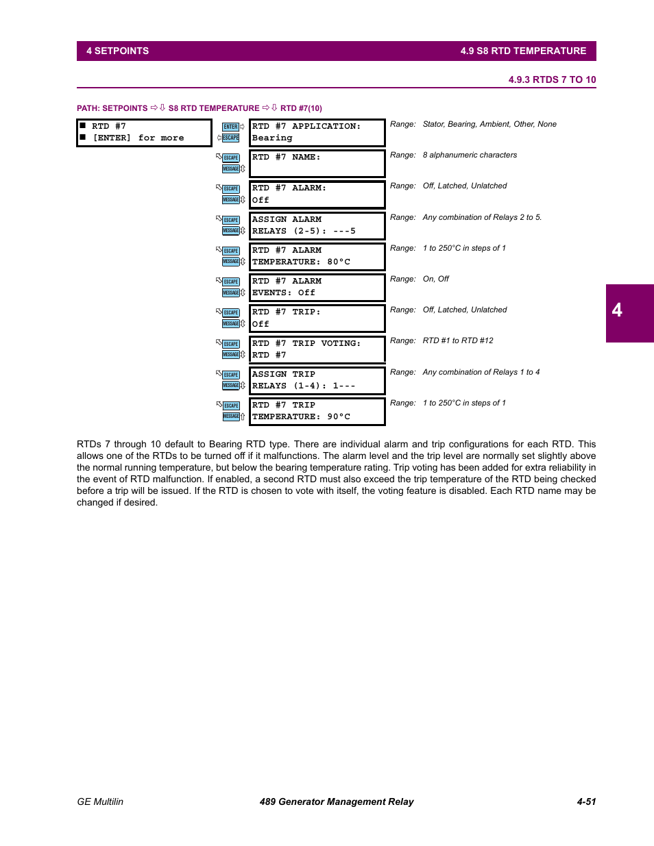 3 rtds 7 to 10, Rtds 7 to 10 -51 | GE 489 User Manual | Page 101 / 259