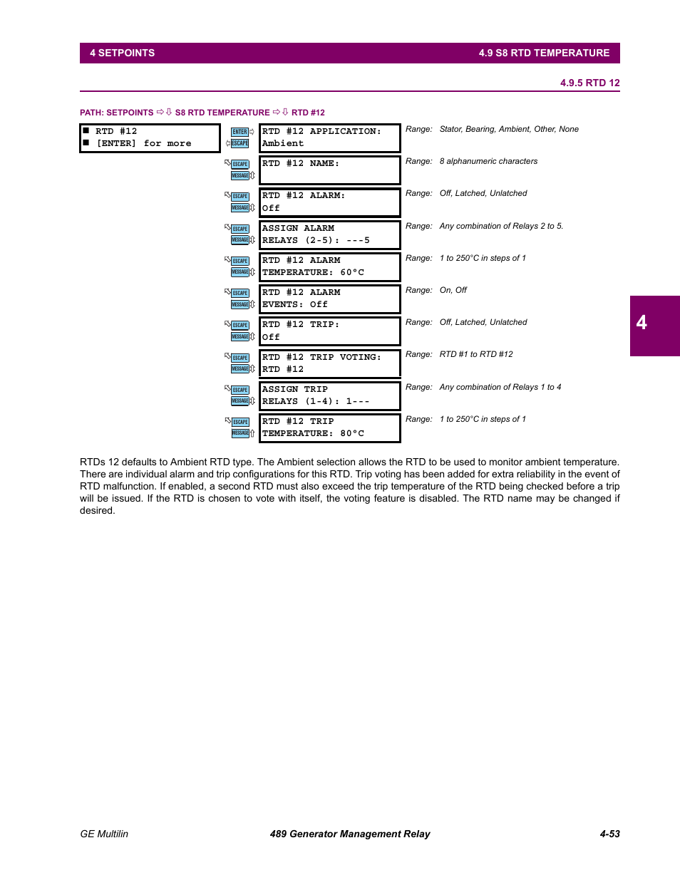 5 rtd 12, Rtd 12 -53 | GE 489 User Manual | Page 103 / 259