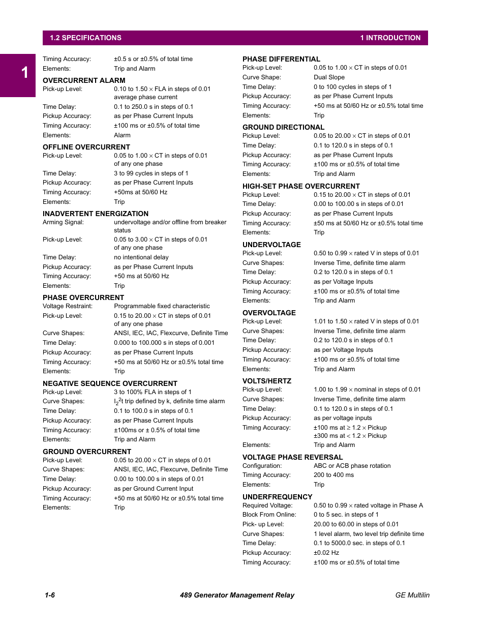 GE 489 User Manual | Page 14 / 259