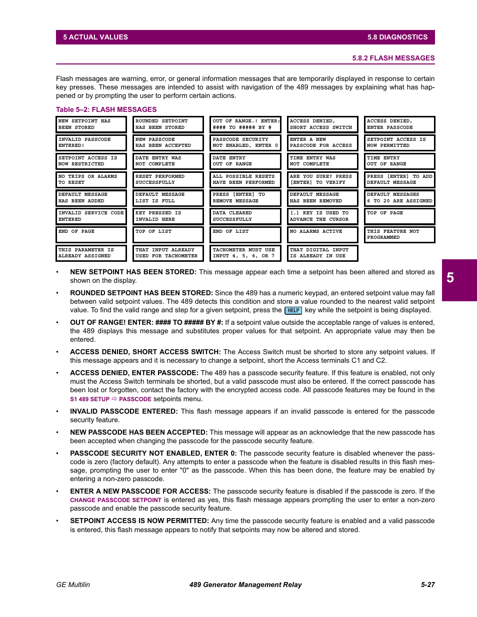 2 flash messages, Flash messages -27 | GE 489 User Manual | Page 159 / 259