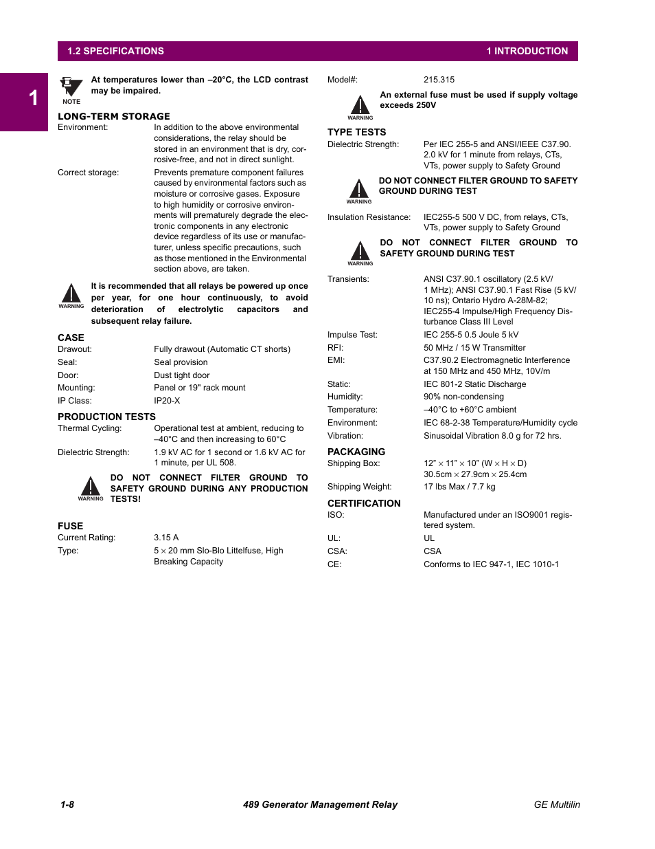 GE 489 User Manual | Page 16 / 259