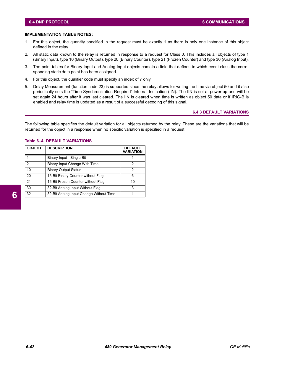 3 default variations, Default variations -42 | GE 489 User Manual | Page 204 / 259