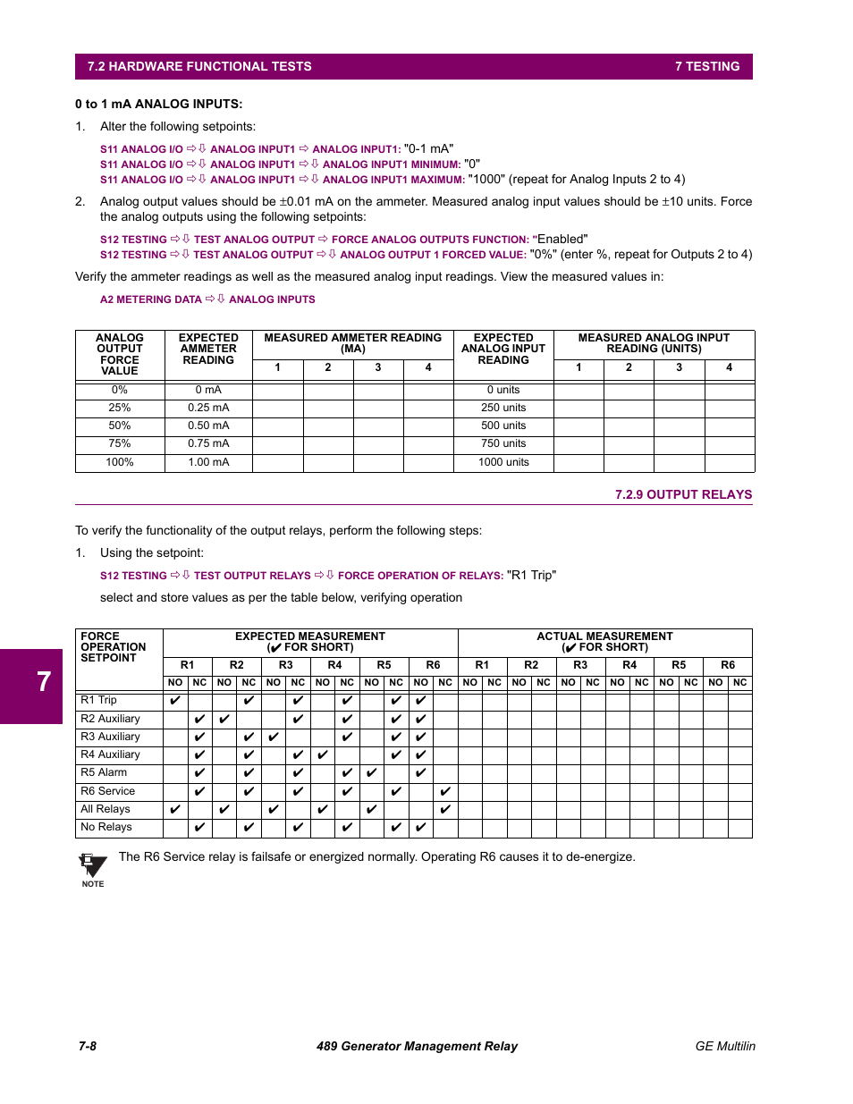 9 output relays, Output relays -8 | GE 489 User Manual | Page 220 / 259