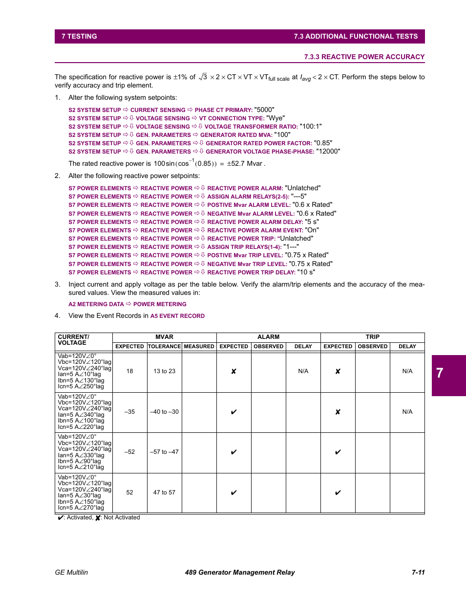 3 reactive power accuracy, Reactive power accuracy -11 | GE 489 User Manual | Page 223 / 259