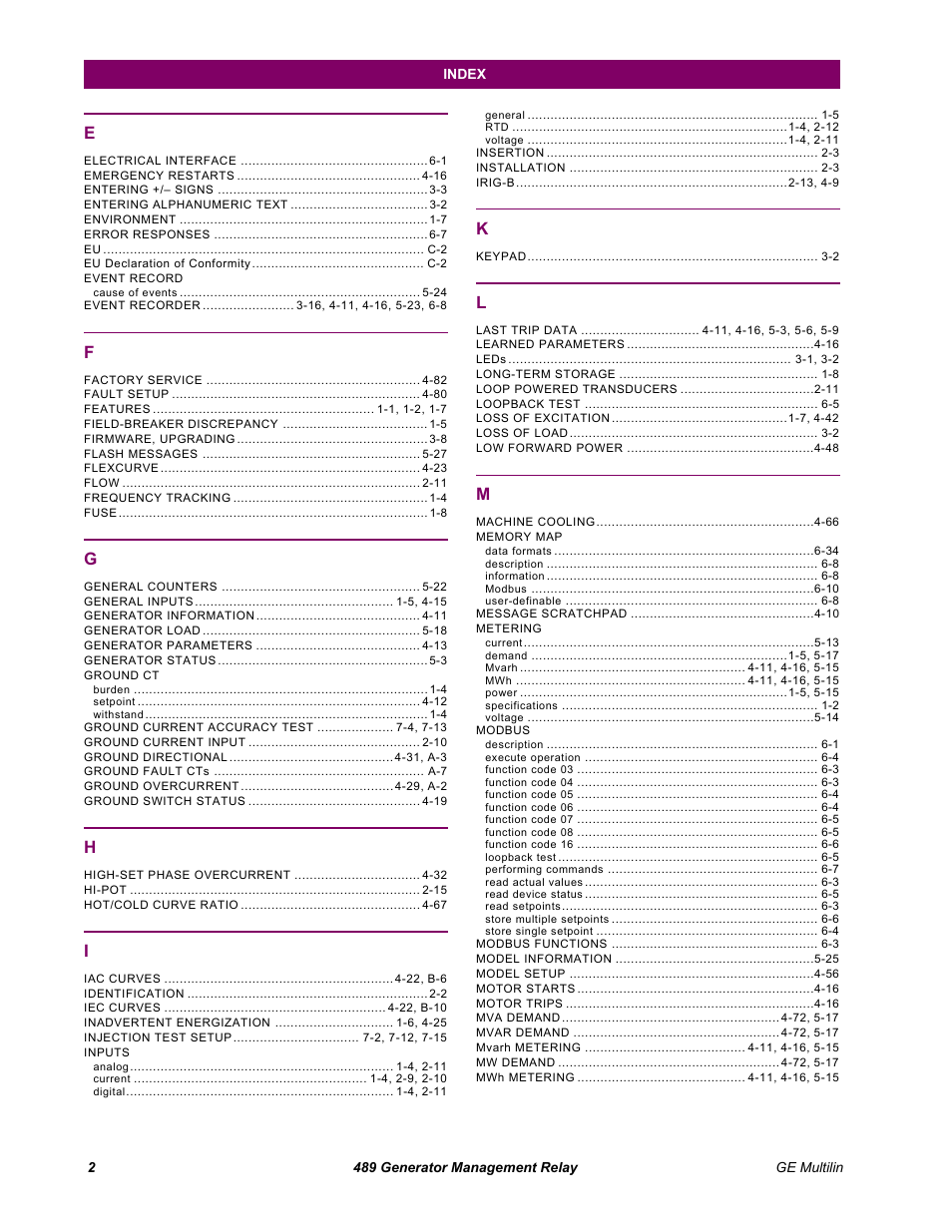 GE 489 User Manual | Page 254 / 259