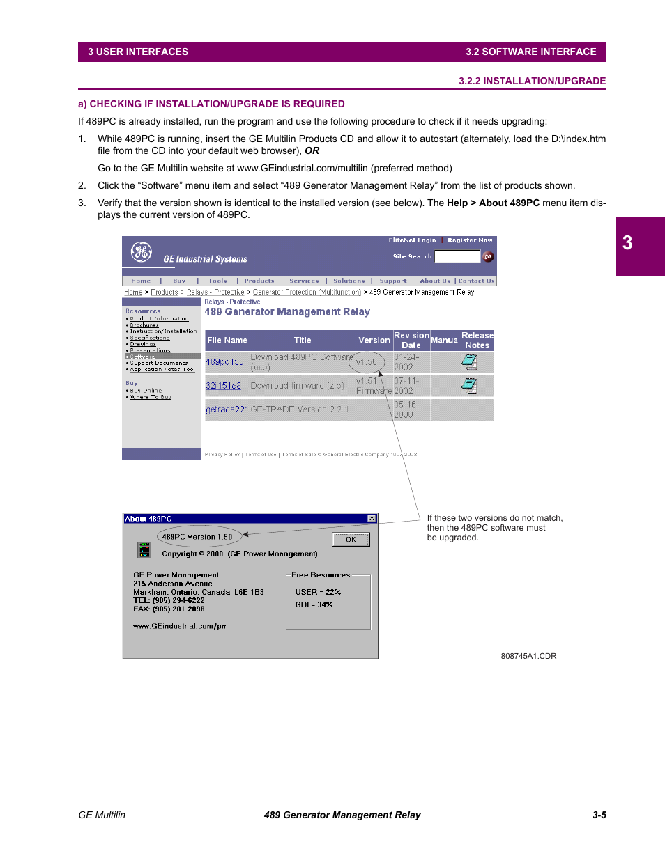 2 installation/upgrade, A) checking if installation/upgrade is required, Installation/upgrade -5 | GE 489 User Manual | Page 37 / 259