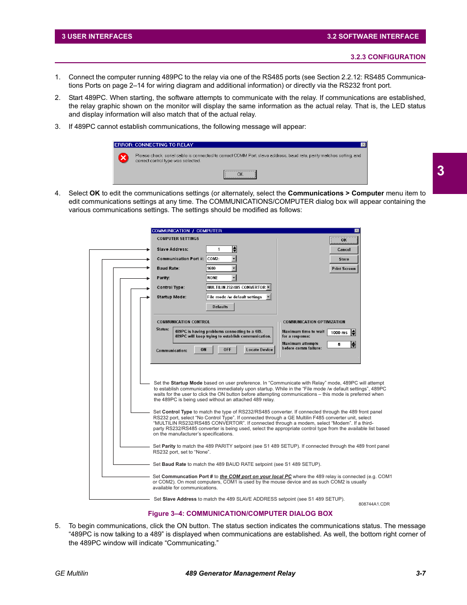 3 configuration, Configuration -7 | GE 489 User Manual | Page 39 / 259