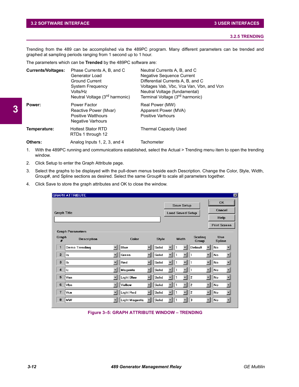 5 trending, Trending -12 | GE 489 User Manual | Page 44 / 259