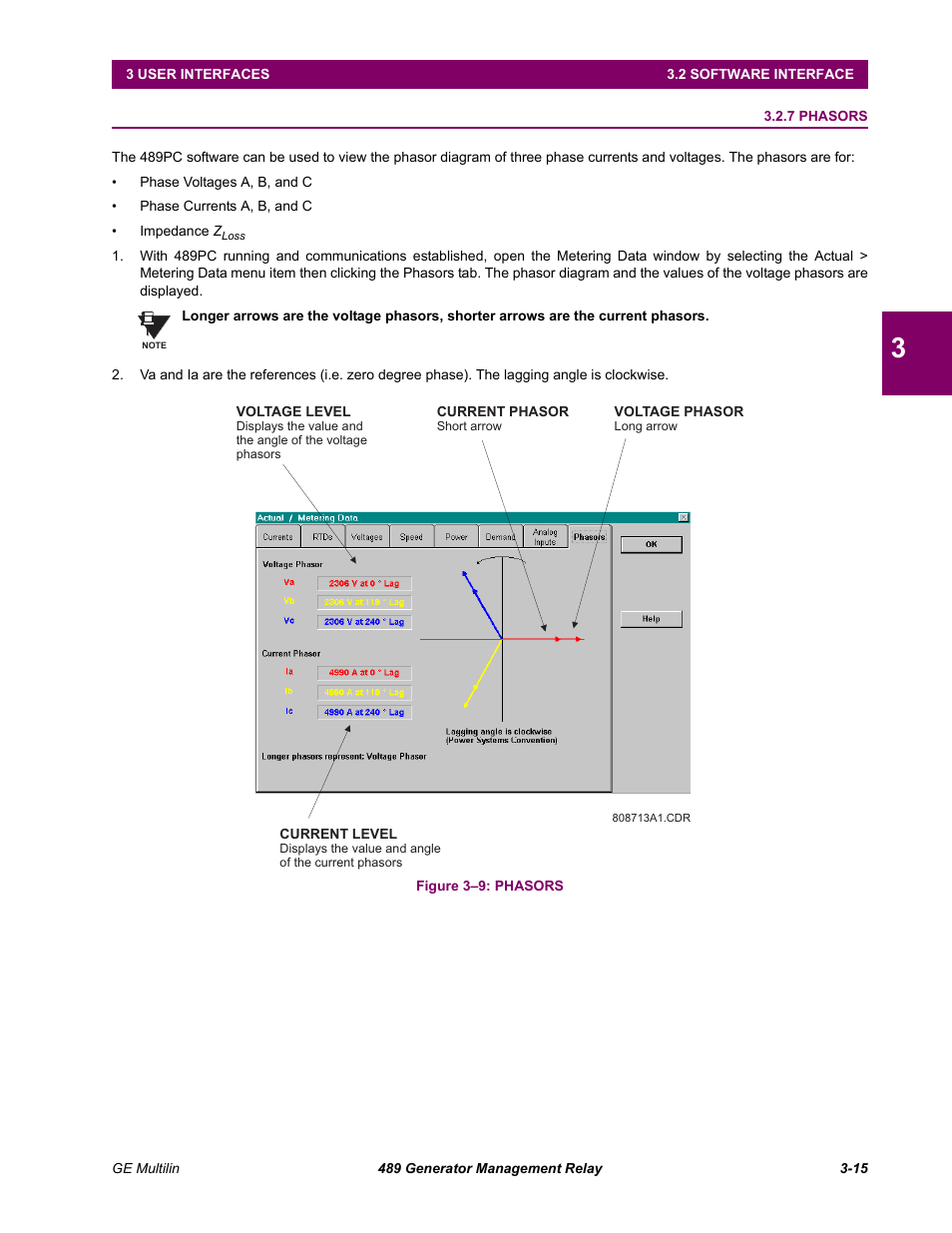 7 phasors, Phasors -15 | GE 489 User Manual | Page 47 / 259