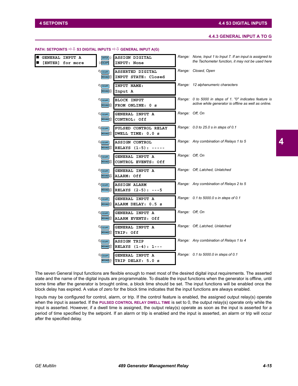 3 general input a to g, General input a to g -15 | GE 489 User Manual | Page 65 / 259