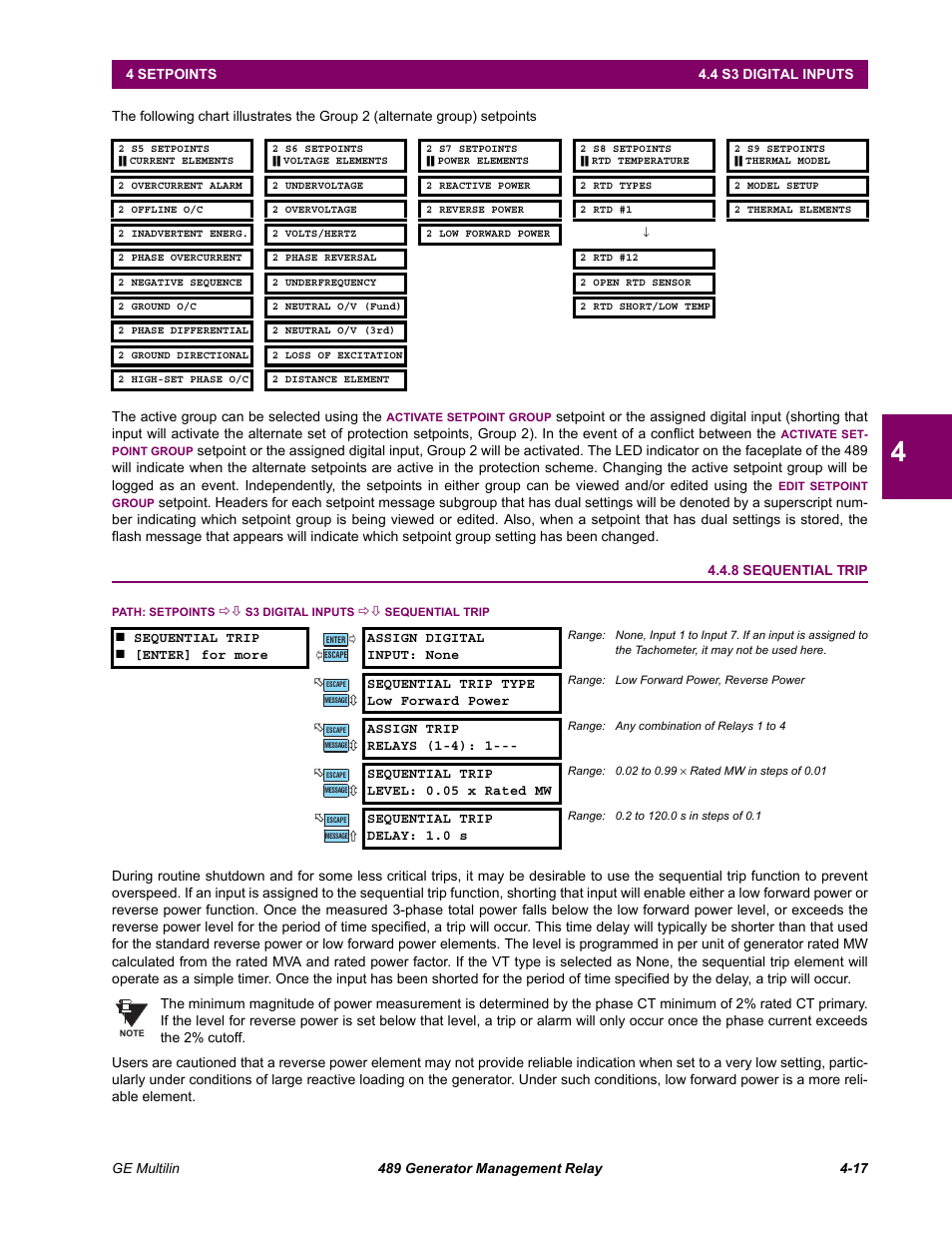 8 sequential trip, Sequential trip -17 | GE 489 User Manual | Page 67 / 259