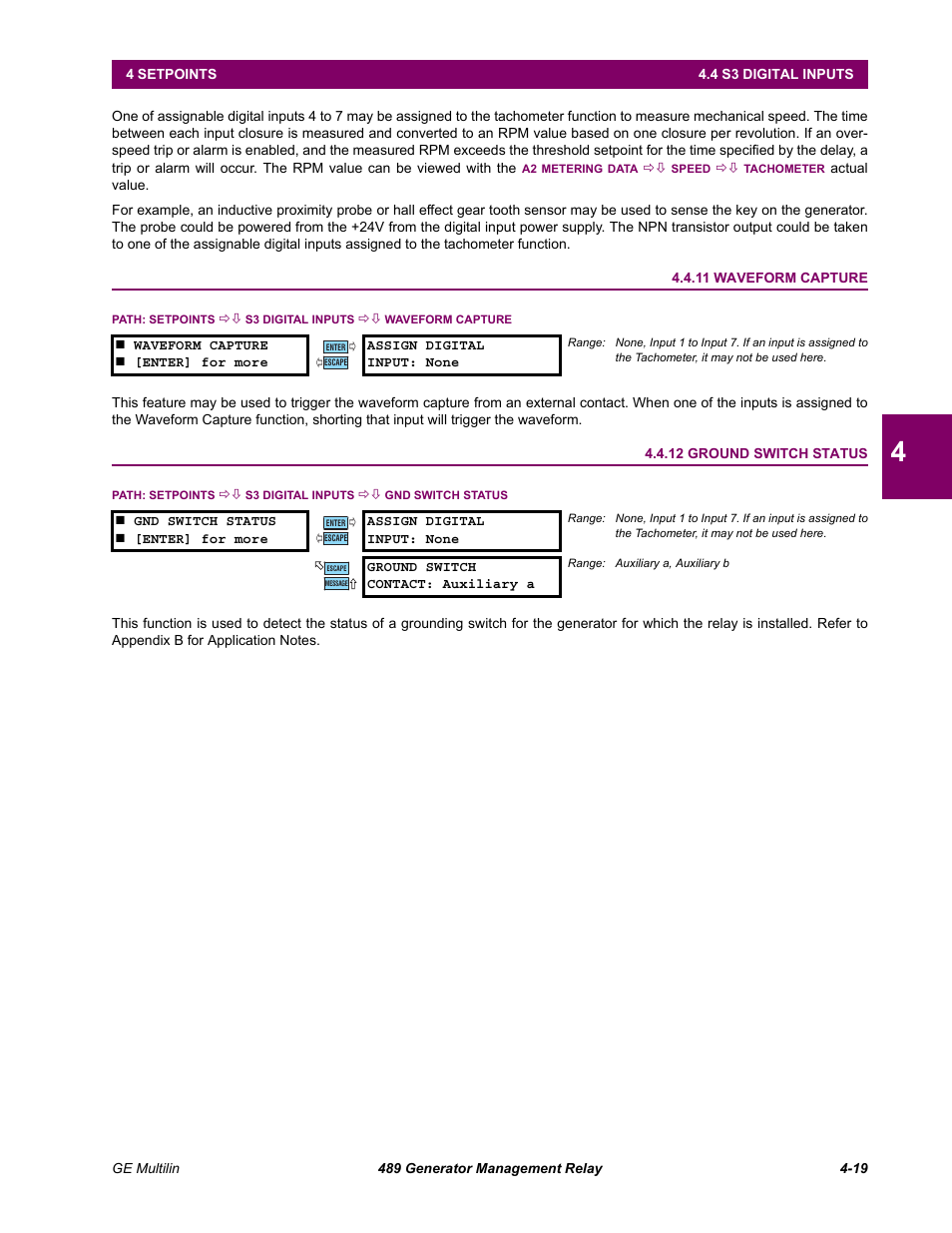 11 waveform capture, 12 ground switch status | GE 489 User Manual | Page 69 / 259