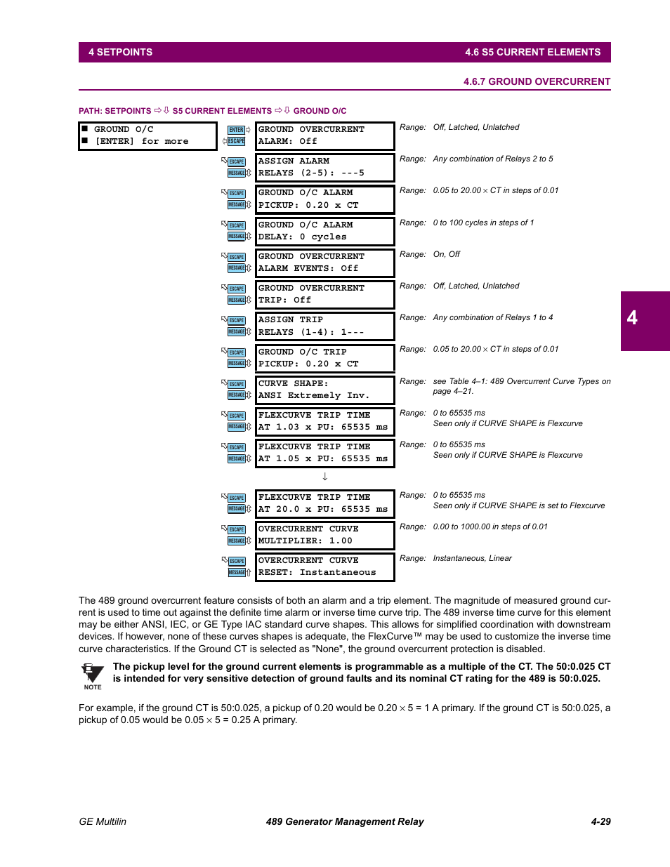 7 ground overcurrent, Ground overcurrent -29 | GE 489 User Manual | Page 79 / 259