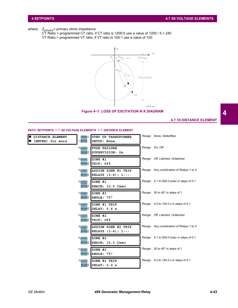 10 distance element, 10 distance element -43 | GE 489 User Manual | Page 93 / 259