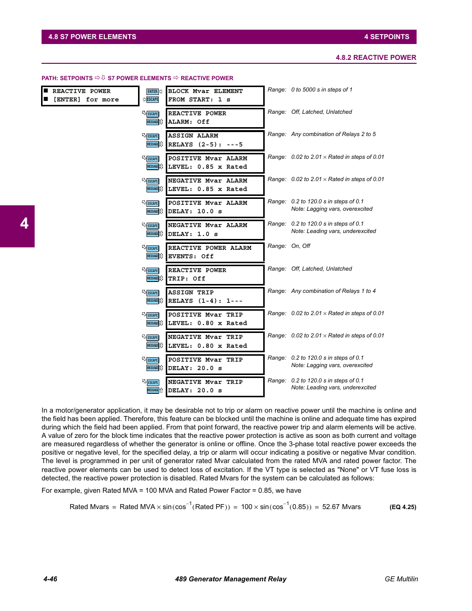 2 reactive power, Reactive power -46 | GE 489 User Manual | Page 96 / 259