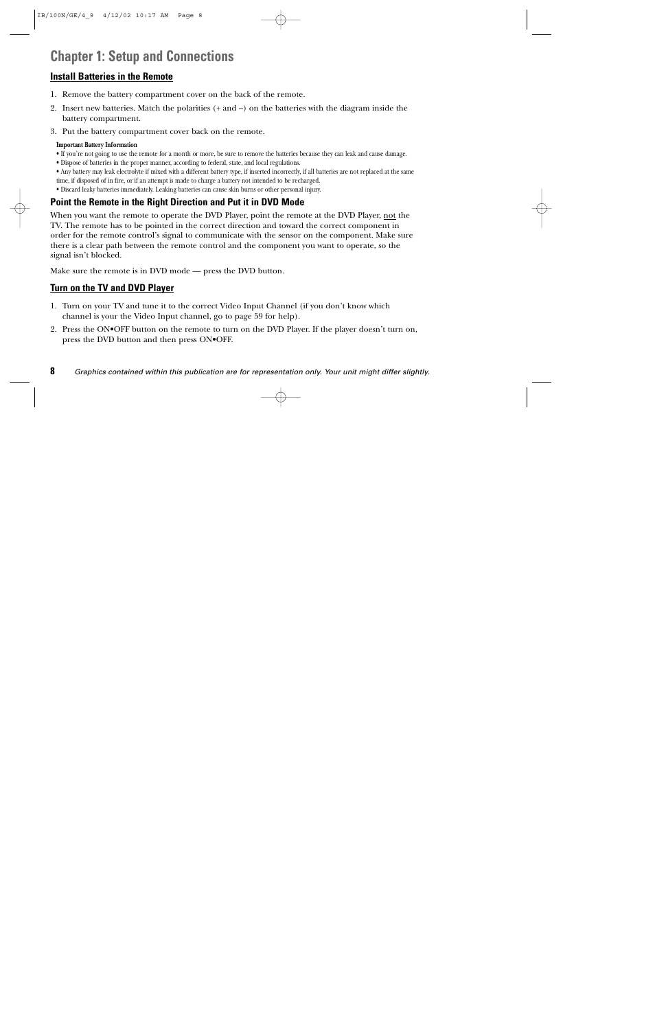 Chapter 1: setup and connections | GE DGE100N User Manual | Page 10 / 68