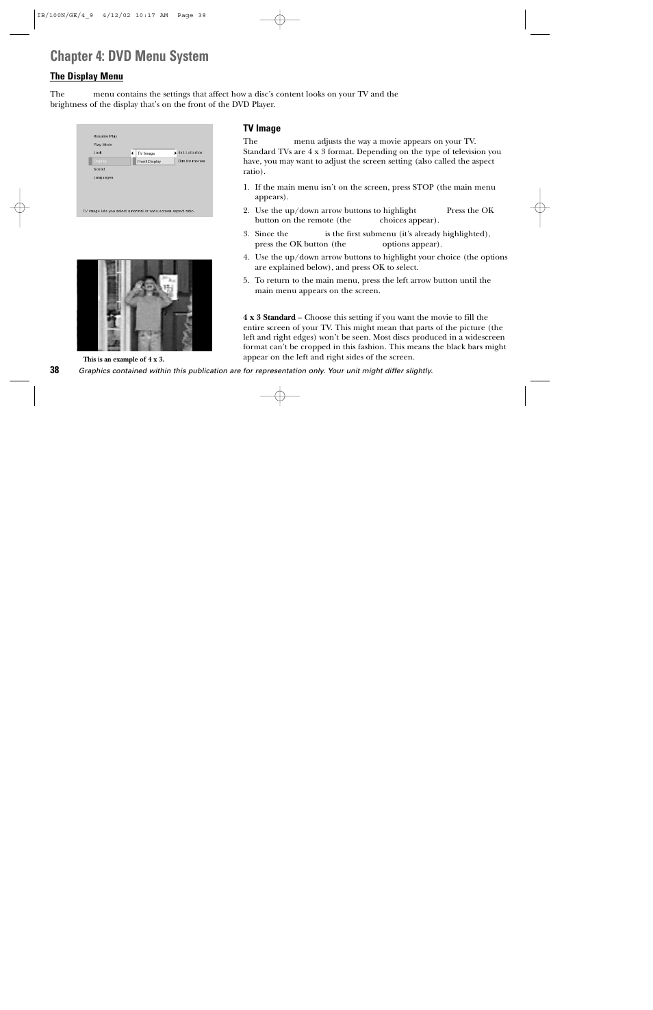 Chapter 4: dvd menu system | GE DGE100N User Manual | Page 40 / 68