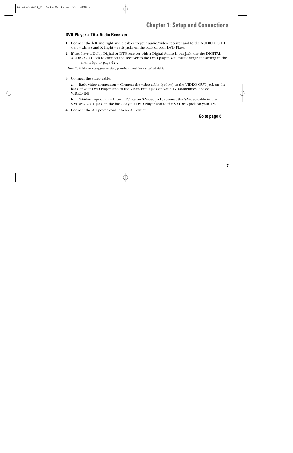 Chapter 1: setup and connections | GE DGE100N User Manual | Page 9 / 68