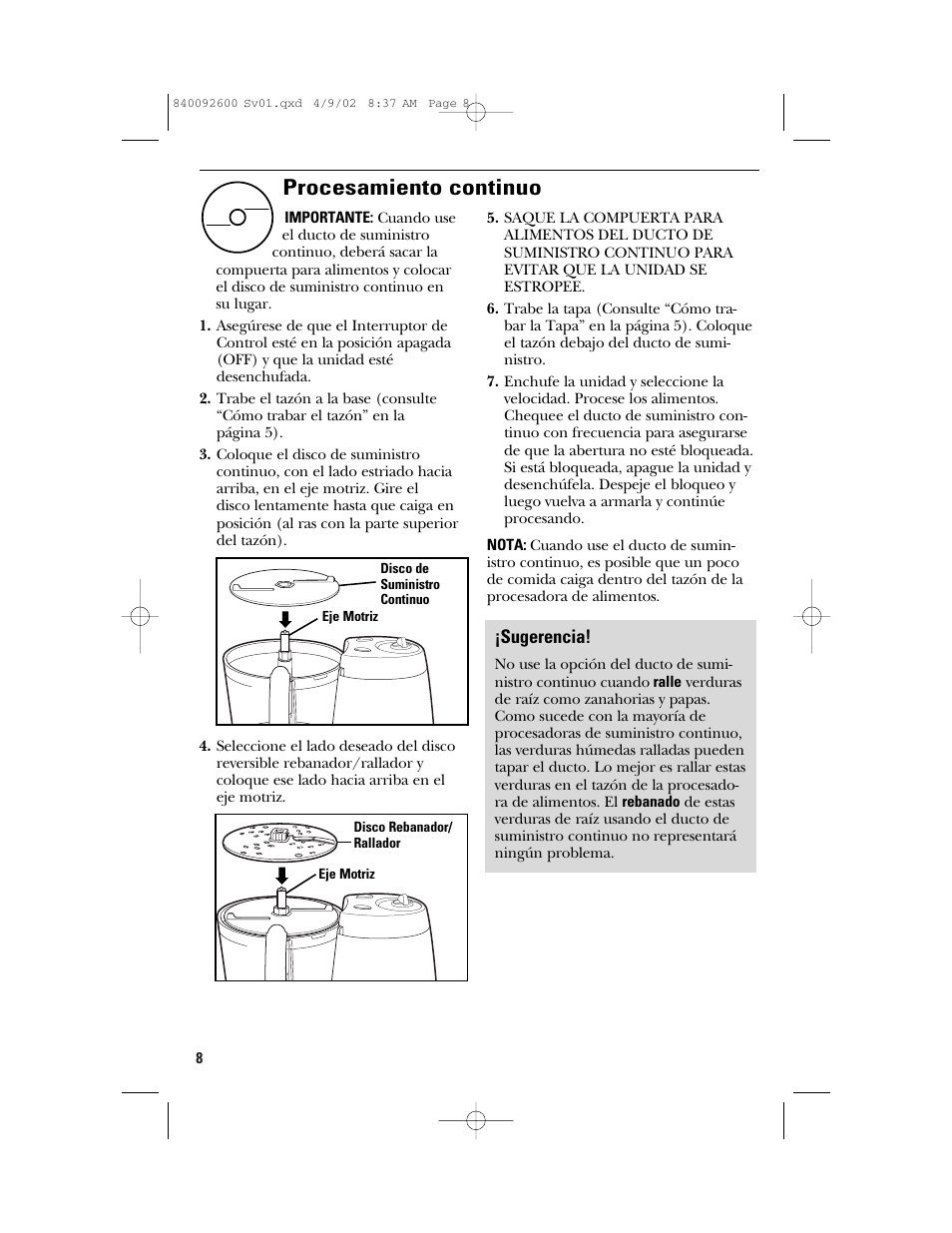Procesamiento continuo | GE 840092600 User Manual | Page 26 / 36