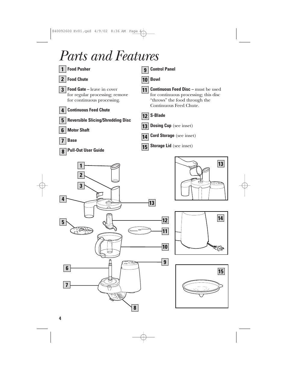 Parts and features | GE 840092600 User Manual | Page 4 / 36