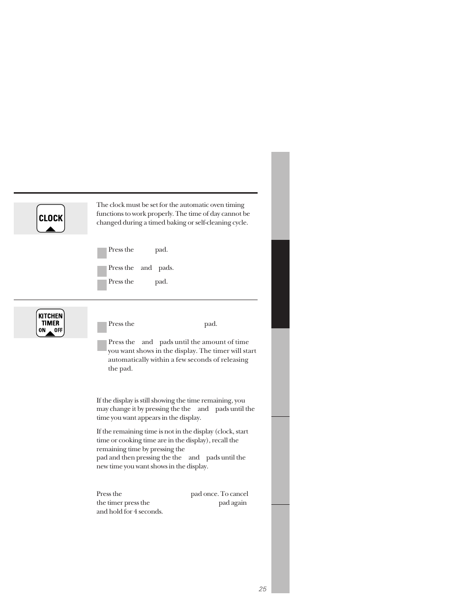 Using the clock and timer | GE 164D3333P171 User Manual | Page 25 / 60