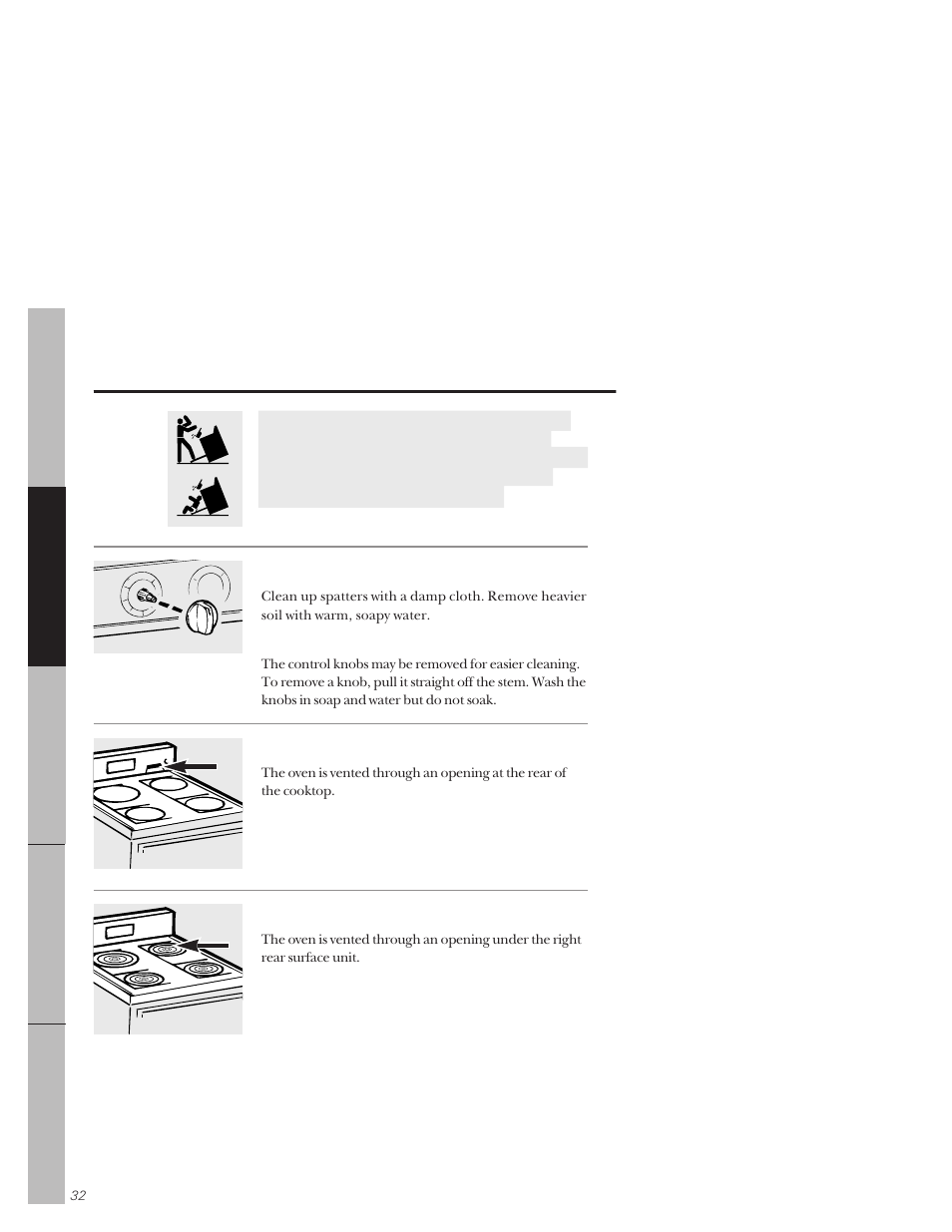 Care and cleaning of the range | GE 164D3333P171 User Manual | Page 32 / 60