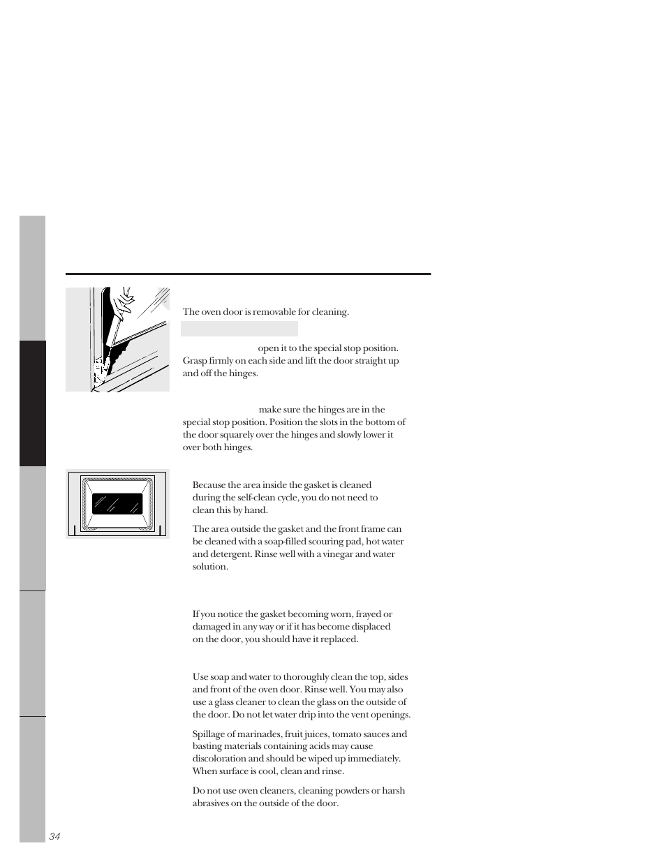 Care and cleaning of the range | GE 164D3333P171 User Manual | Page 34 / 60