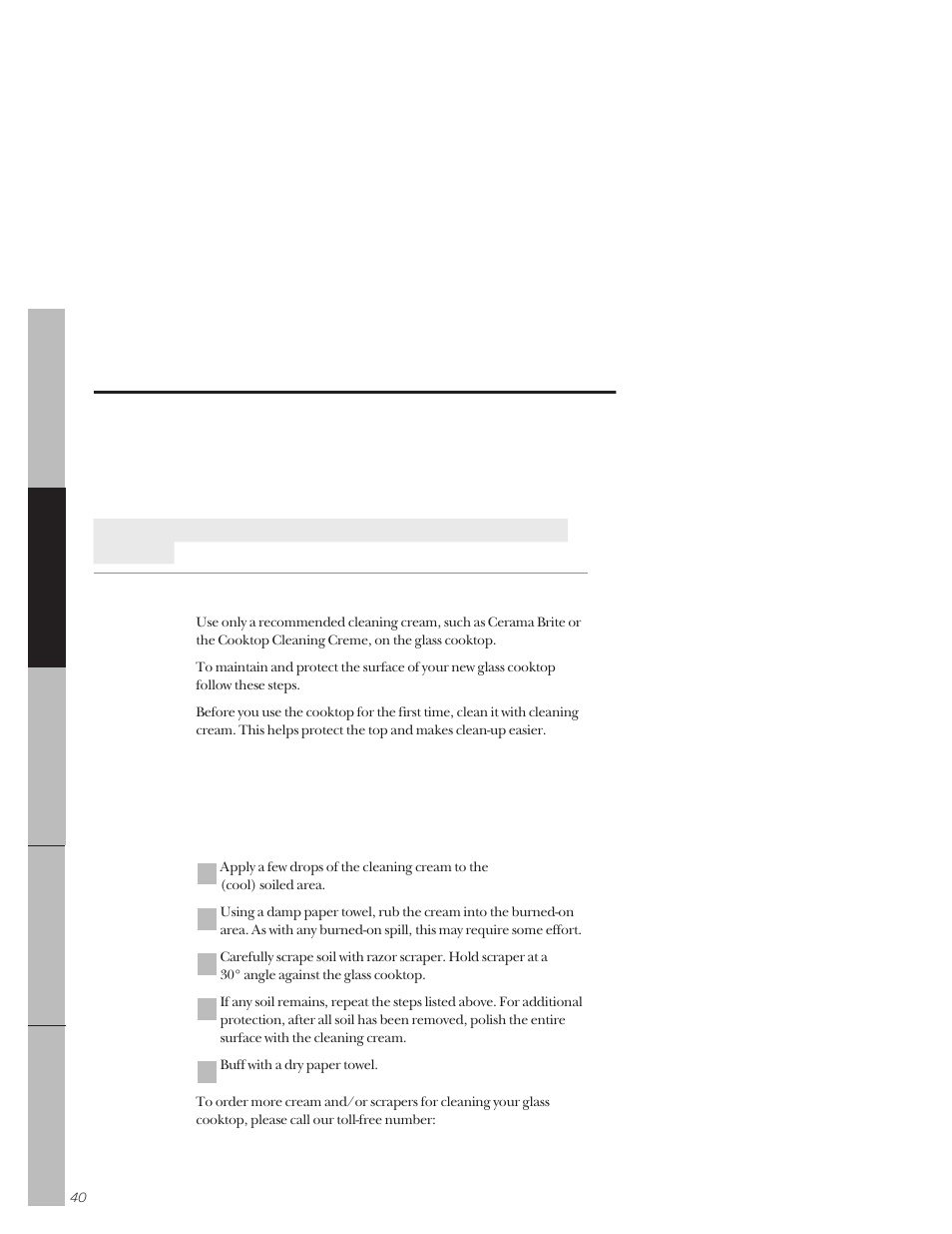 Cleaning the glass cooktop | GE 164D3333P171 User Manual | Page 40 / 60