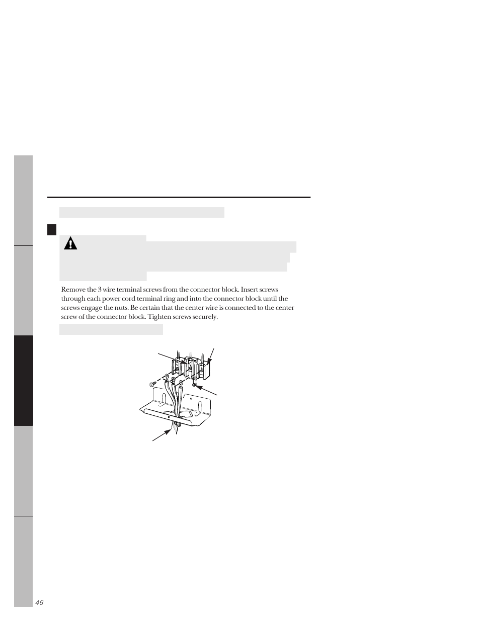 Warning, Installation of the range | GE 164D3333P171 User Manual | Page 46 / 60