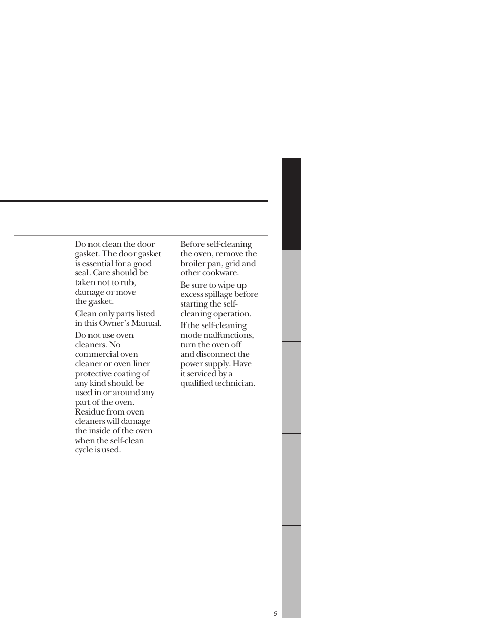 Self-cleaning oven | GE 164D3333P171 User Manual | Page 9 / 60
