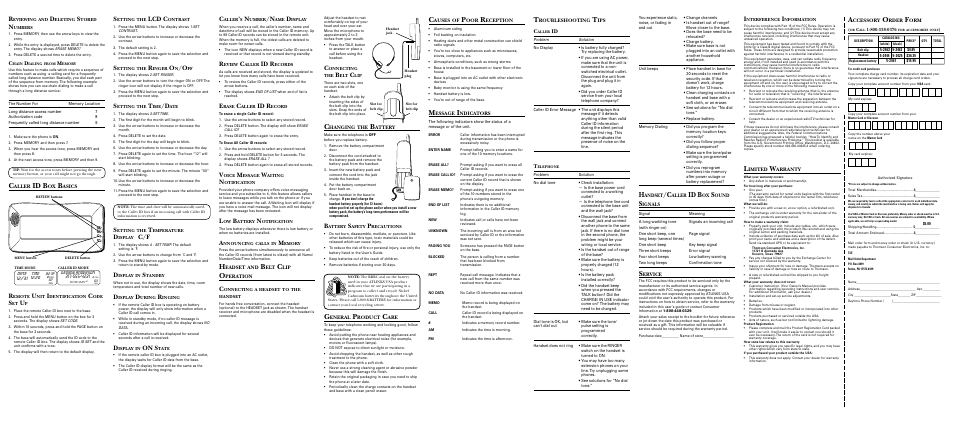 Id b, Id r, Lcd c | On s, Aller, Asics, Eadset, Peration, Hanging, Attery | GE 26995 User Manual | Page 2 / 2