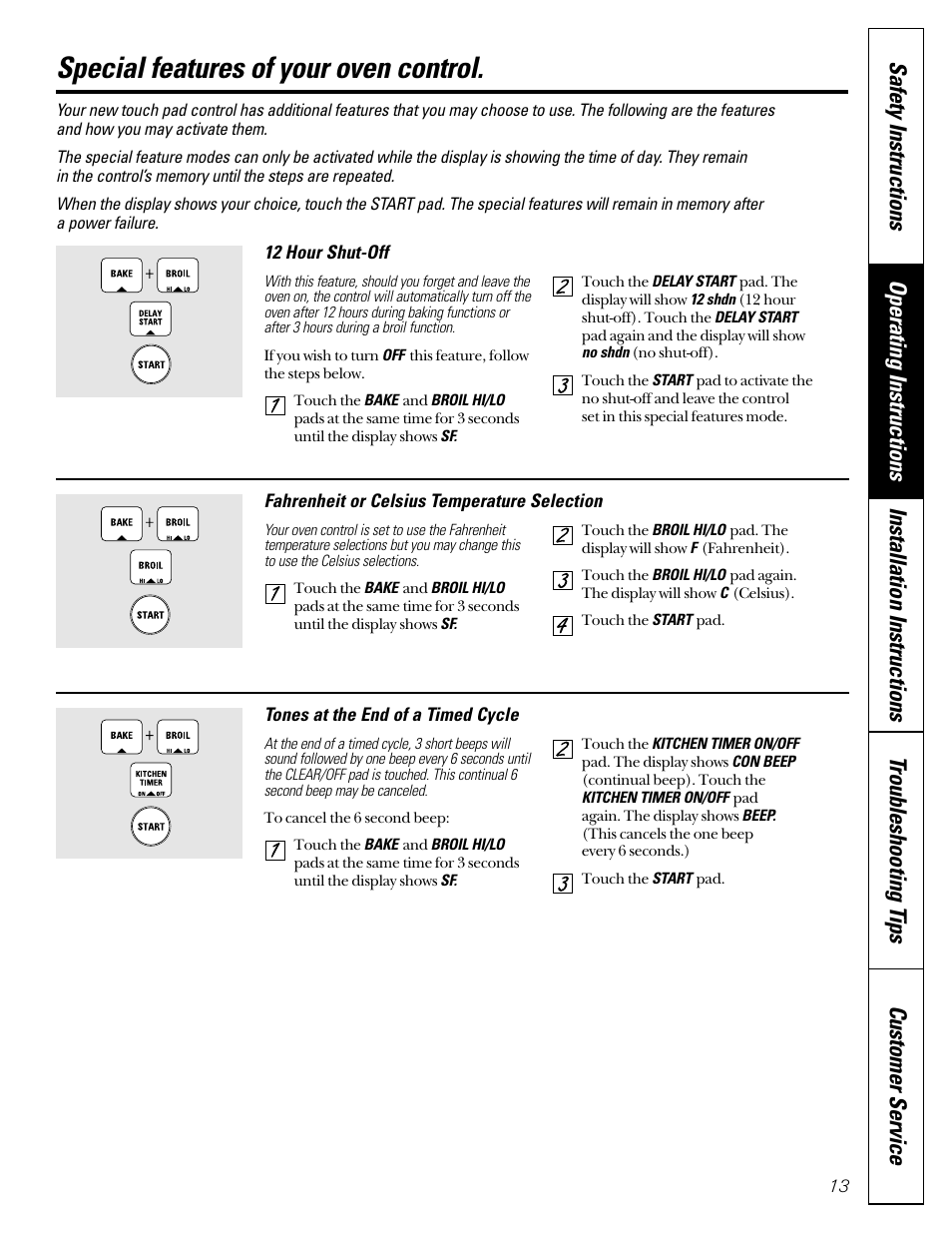 Special features of your oven control, Special features of your oven, Control –15 | GE JGB910 User Manual | Page 13 / 60