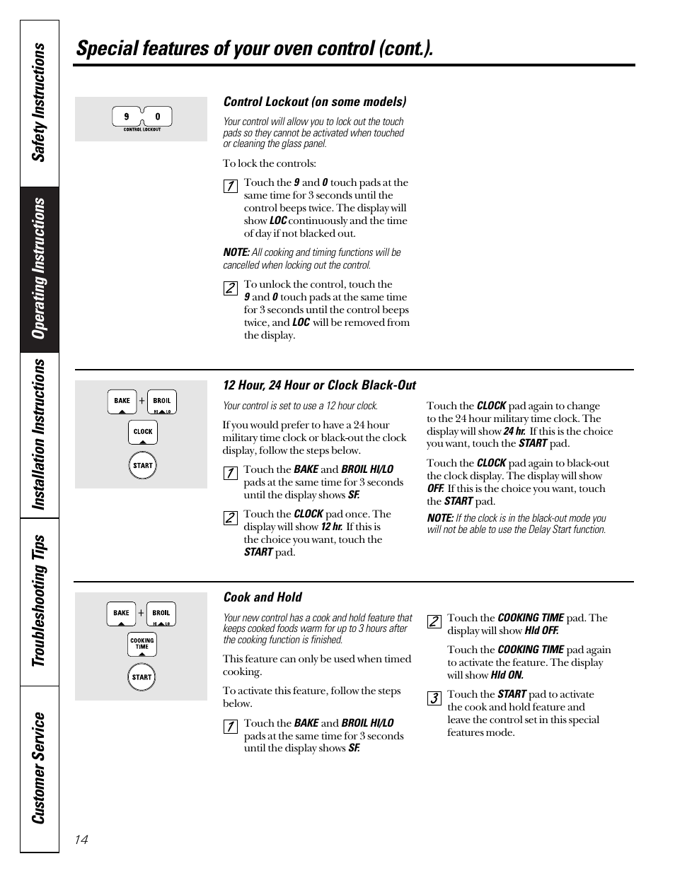 Special features of your oven control (cont.) | GE JGB910 User Manual | Page 14 / 60