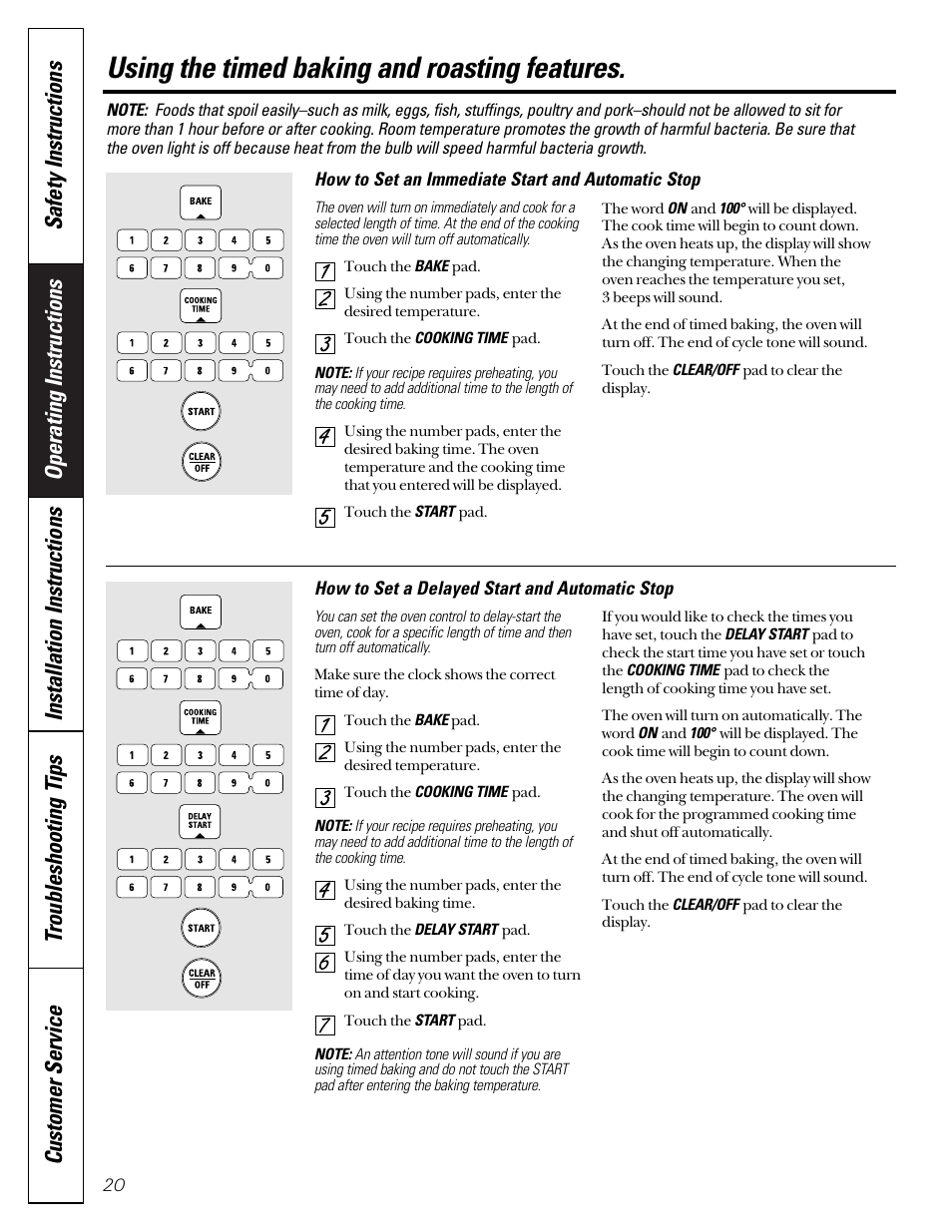 Timed baking, Timed baking , 26, Using the timed baking and roasting features | GE JGB910 User Manual | Page 20 / 60