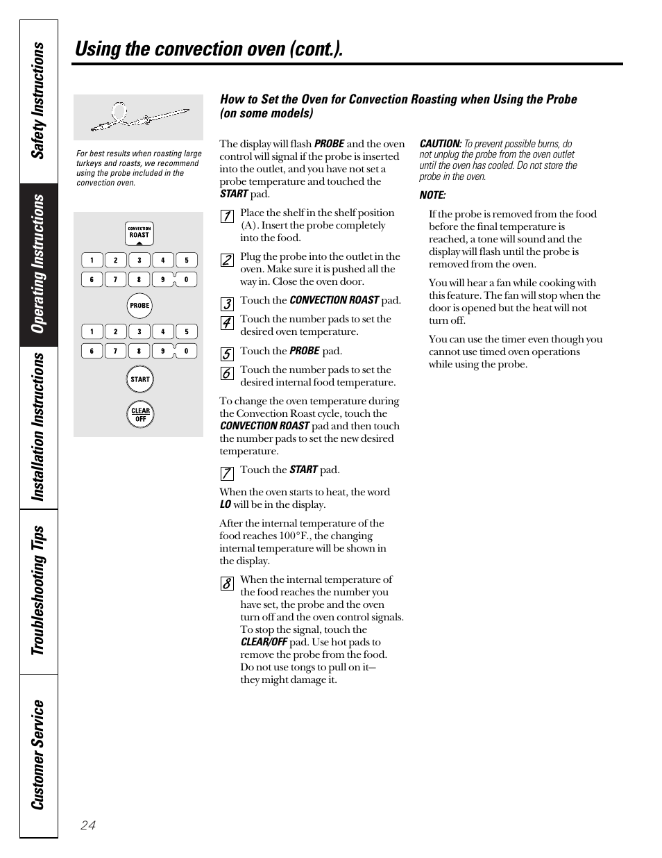 Using the convection oven (cont.) | GE JGB910 User Manual | Page 24 / 60
