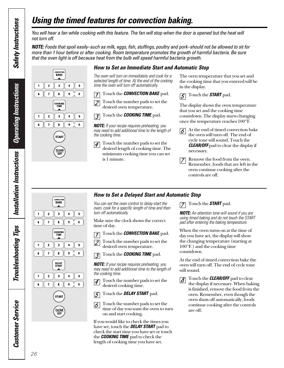 Using the timed features for convection baking | GE JGB910 User Manual | Page 26 / 60