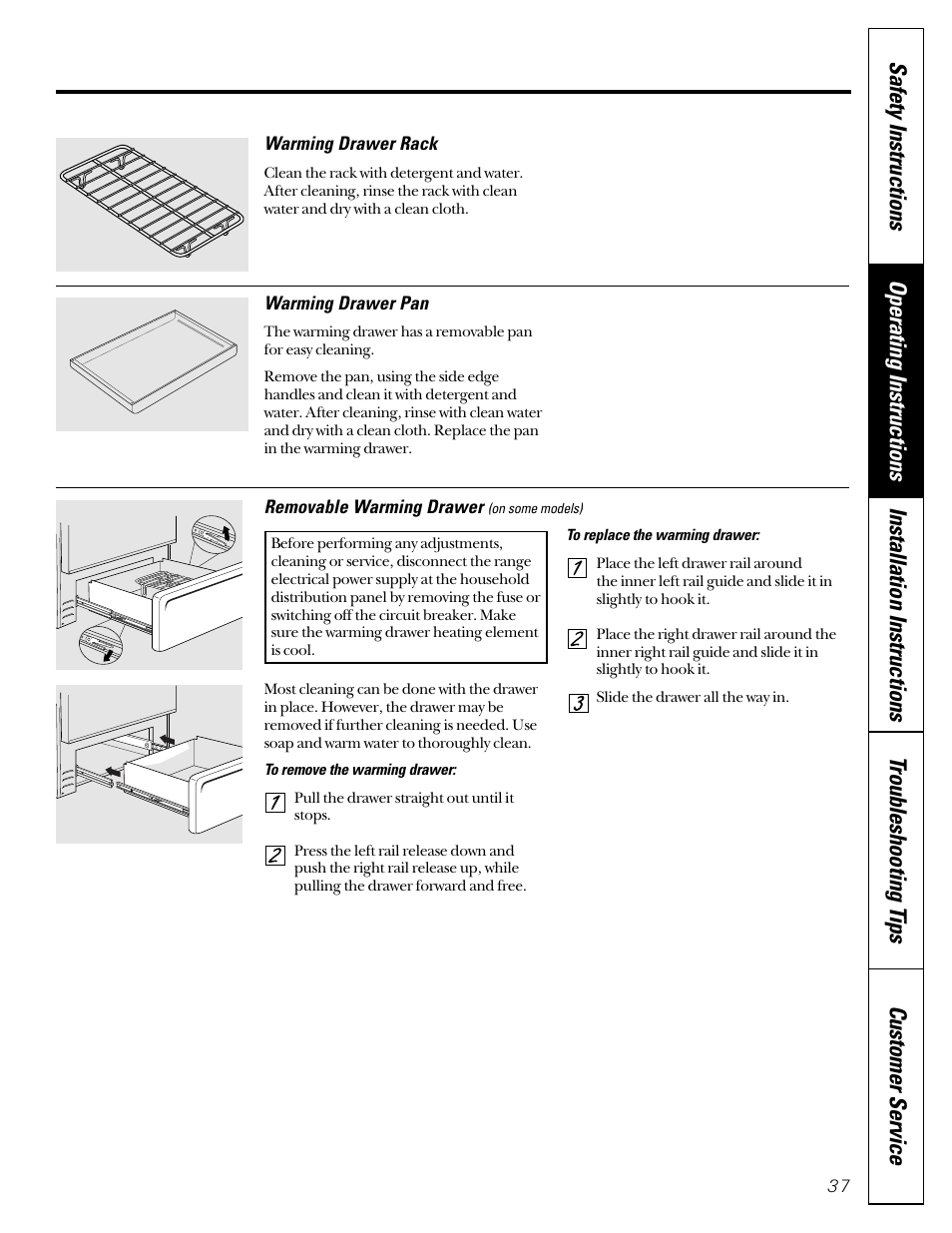 Warming drawer | GE JGB910 User Manual | Page 37 / 60