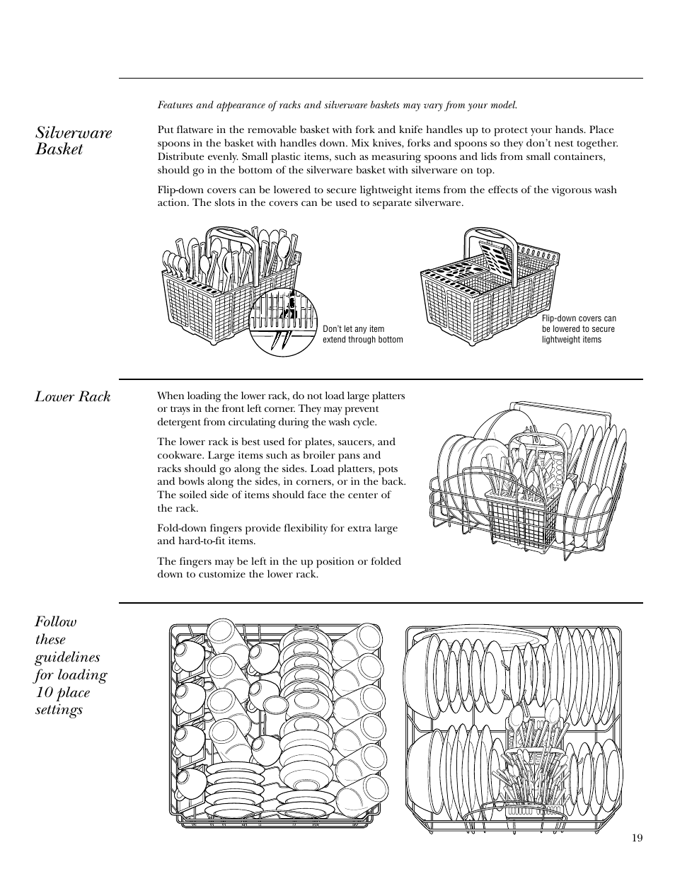 Silverware basket | GE ZBD6900 User Manual | Page 19 / 32