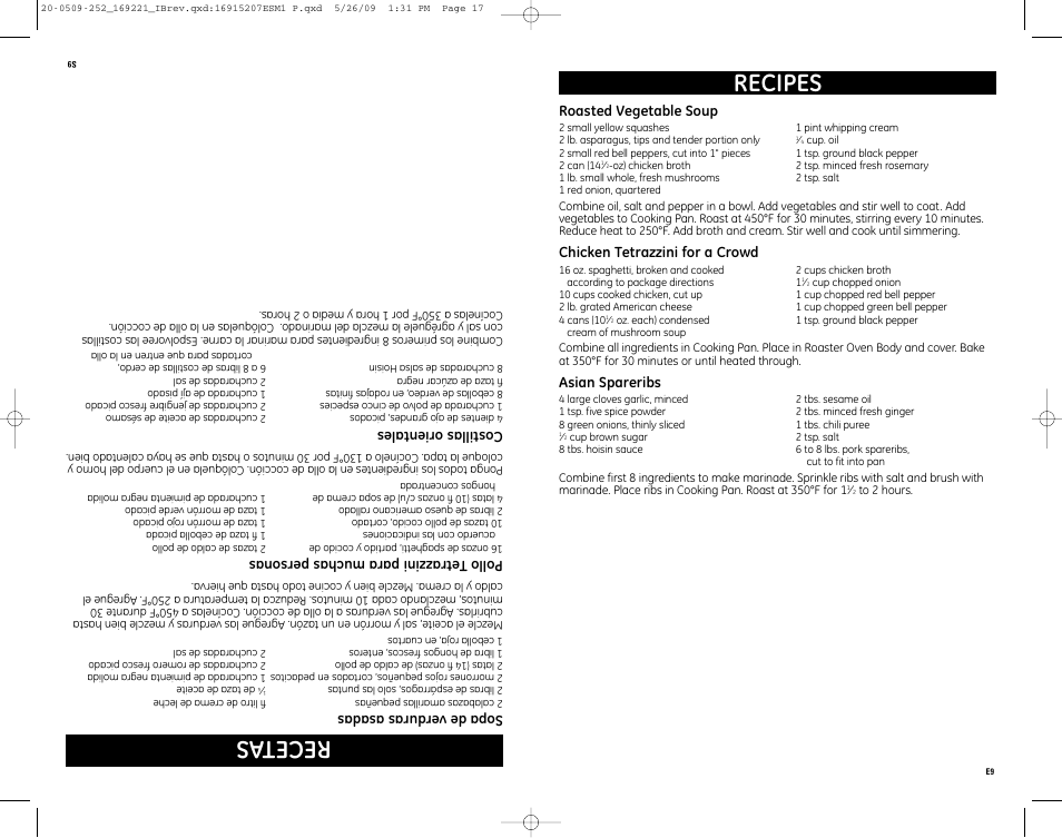 Recipes, Re ce ta s | GE 122518 User Manual | Page 9 / 10