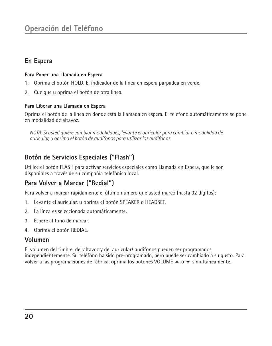 Operación del teléfono | GE 25202 User Manual | Page 58 / 76